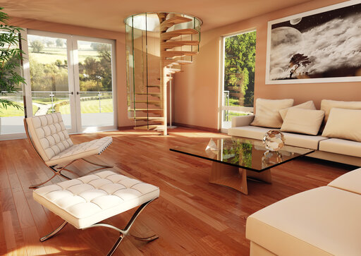Sky-Screw – Curved glass staircase with an open, sculptural effect