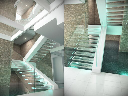 Crystal – Floating cantilevered staircase with minimalist design