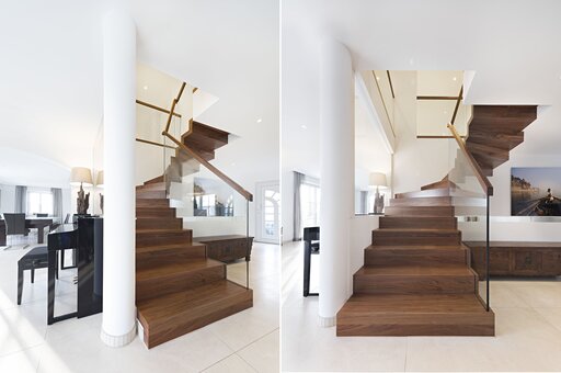 Zig-Zag Turn - modern Treppen Zickzack Siller Treppen Glasgeländer Holz steps 6