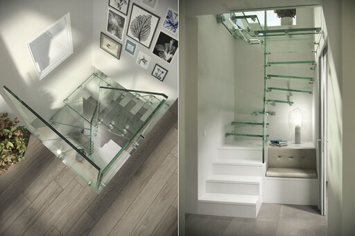 Mistral Spiral Glass – Curved glass staircase with an open, sculptural effect