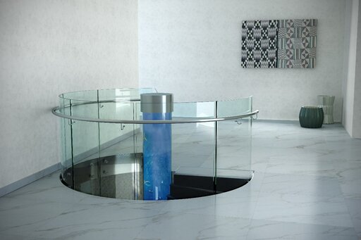 Aqua – Curved glass staircase with an open, sculptural effect